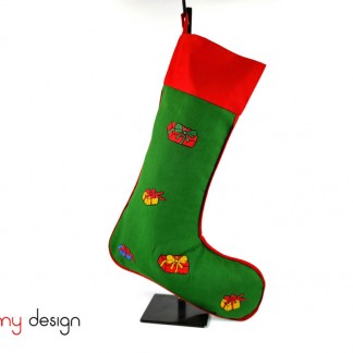  Big green Christmas boots with gift embroidery